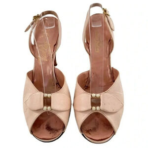 Valley shoes heels 7.5 blush pink leather vintage 30s 40s pinup French bootery